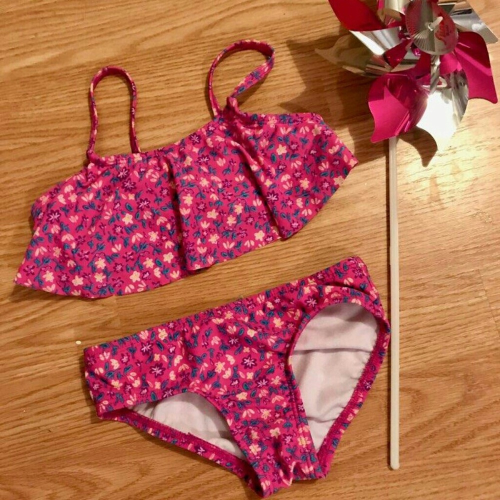 4T girls floral two-piece swimsuit